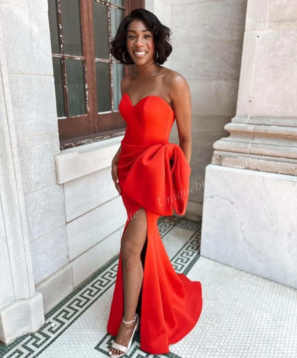 strapless open back dress Strapless Ruched Prom Dress High Slit Draped Formal Evening Gown Ms260 –  Msikoods Official Store