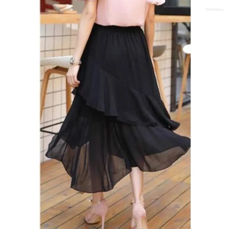 Asymmetrical chiffon skirt outfit online