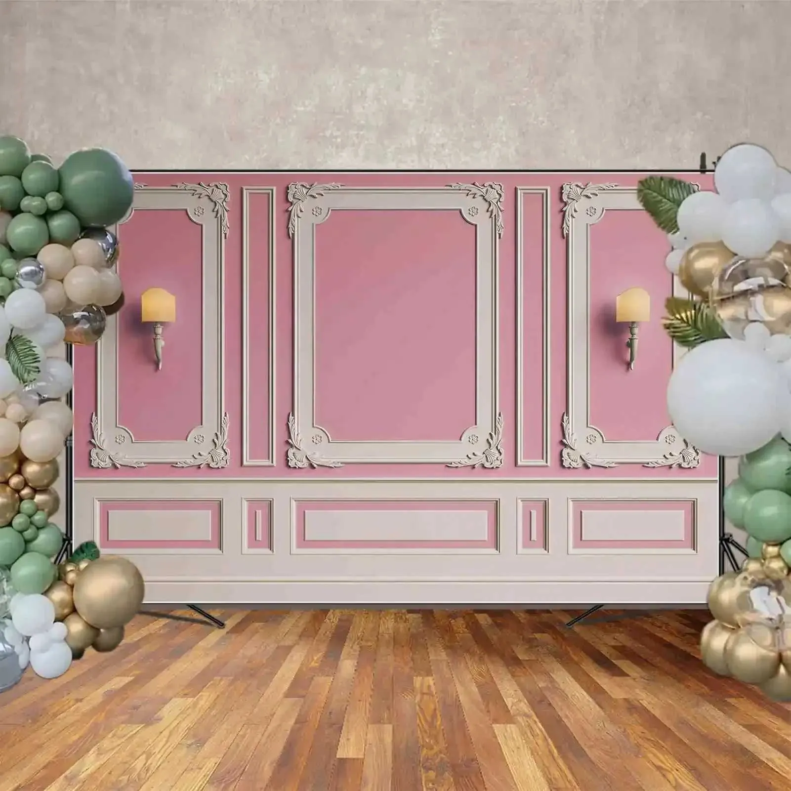 Vintage-Fotohintergrund „Antik Grün Rokoko“ – Vinyl, 3x2,4 M, Für Studio, Partys, Babyfotos & Mehr