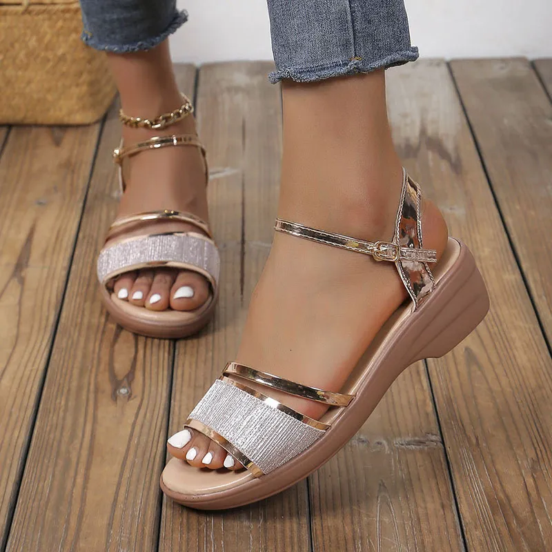 Womens Chunky Block Heels Fish Mouth Flowers Sandals
