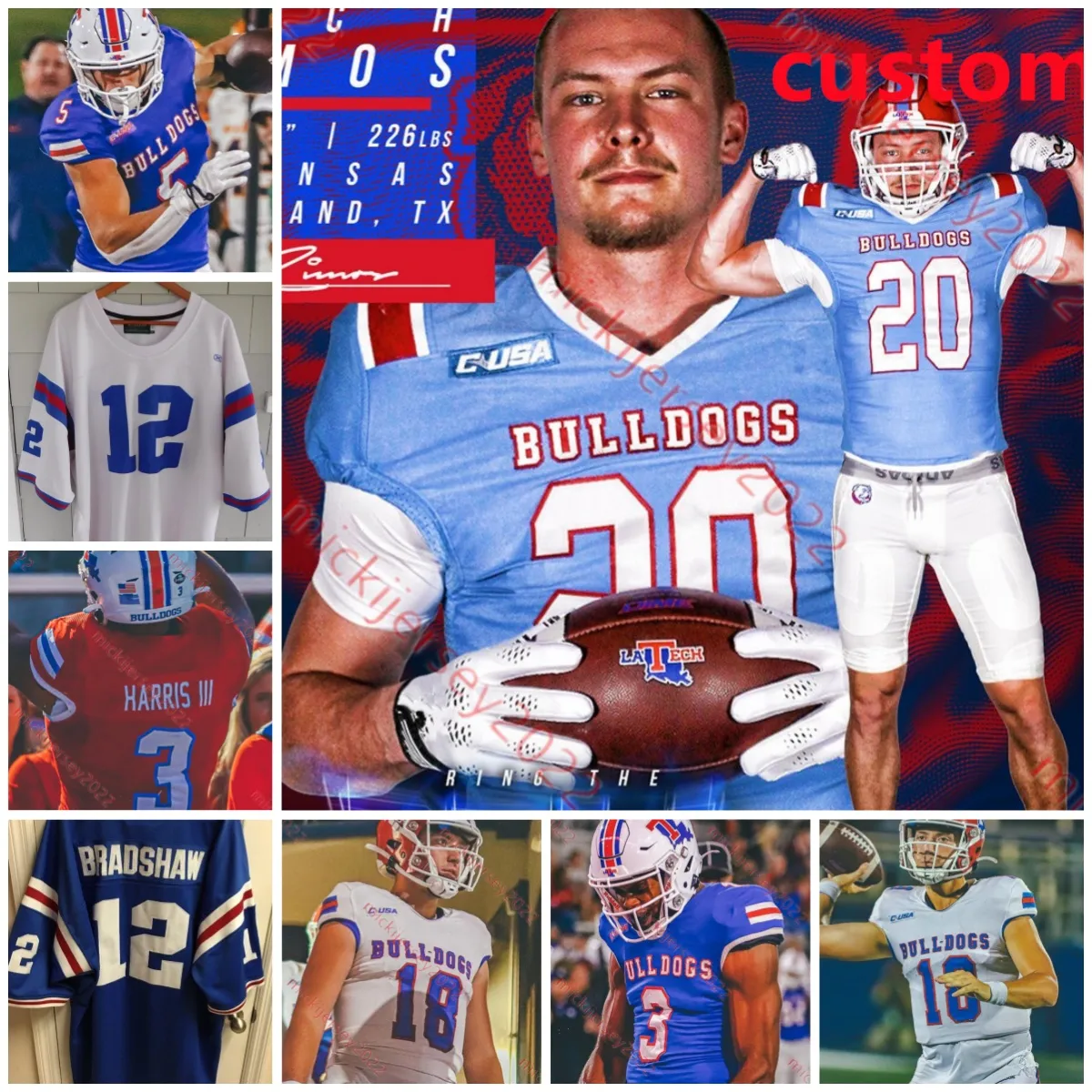 Landry Ratliff Louisiana Tech Bulldogs American Football Tops Featuring Terry Bradshaw ...