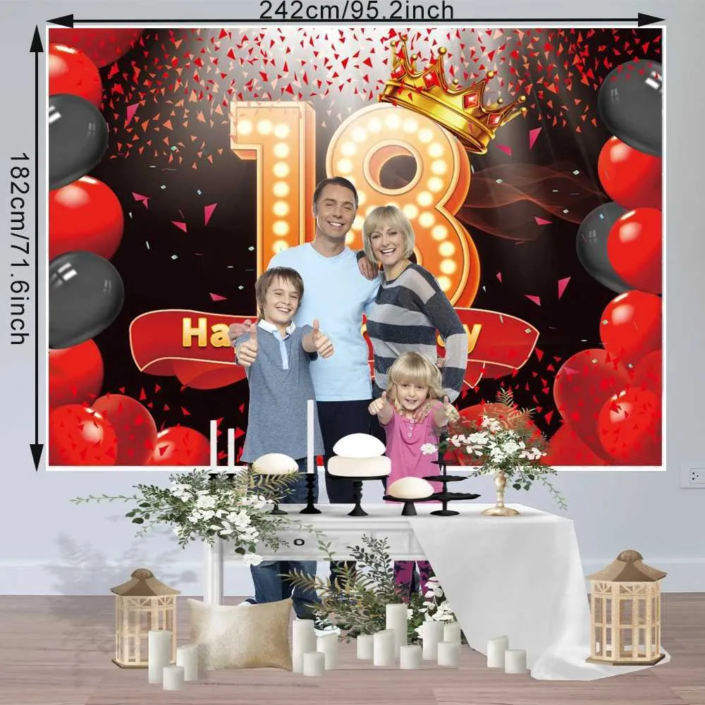 Happy 18th Birthday Banner - Gold & Brown Party Garland Hanging Decorations - View #9