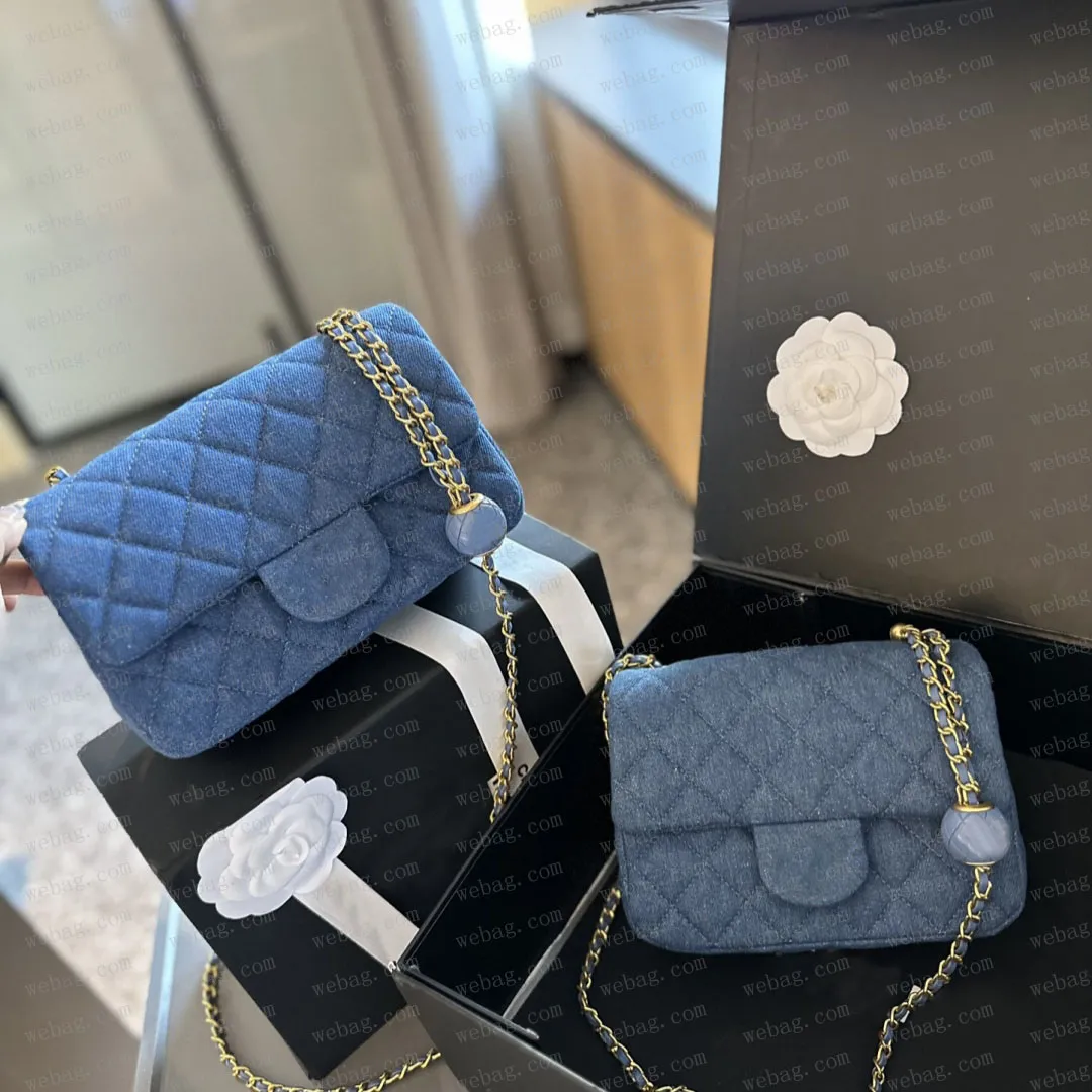 25SS新作【 JEANS】ICONIC QUILTED SHOULDER BAG Denim Quilted Shoulder Bag | Women Retro Blue Denim Bag