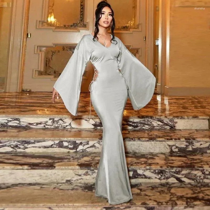 navy blue dress for baby girl KIZN Women's Knitted Cut Out Long Sleeve Bell Sleeve Fringe Detail Maxi  Sweater Dress Evening Bodycon Scoop Neck Winter Fall Cream｜MISSGUIDED main image 0