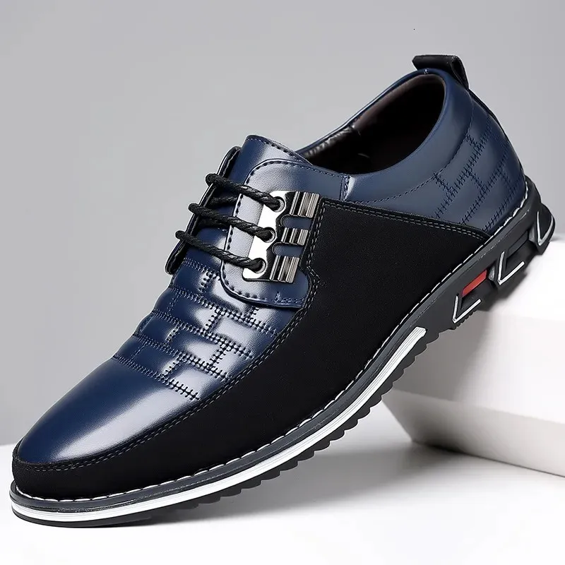 Mens Leather Casual Lace-Up Shoes Breathable Outdoor 