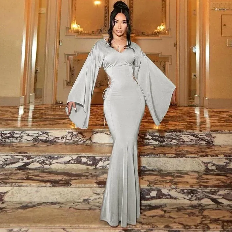 off the shoulder flare sleeve dress Exquisite Off-the-Shoulder Beaded Wedding Dress with Flared Hem