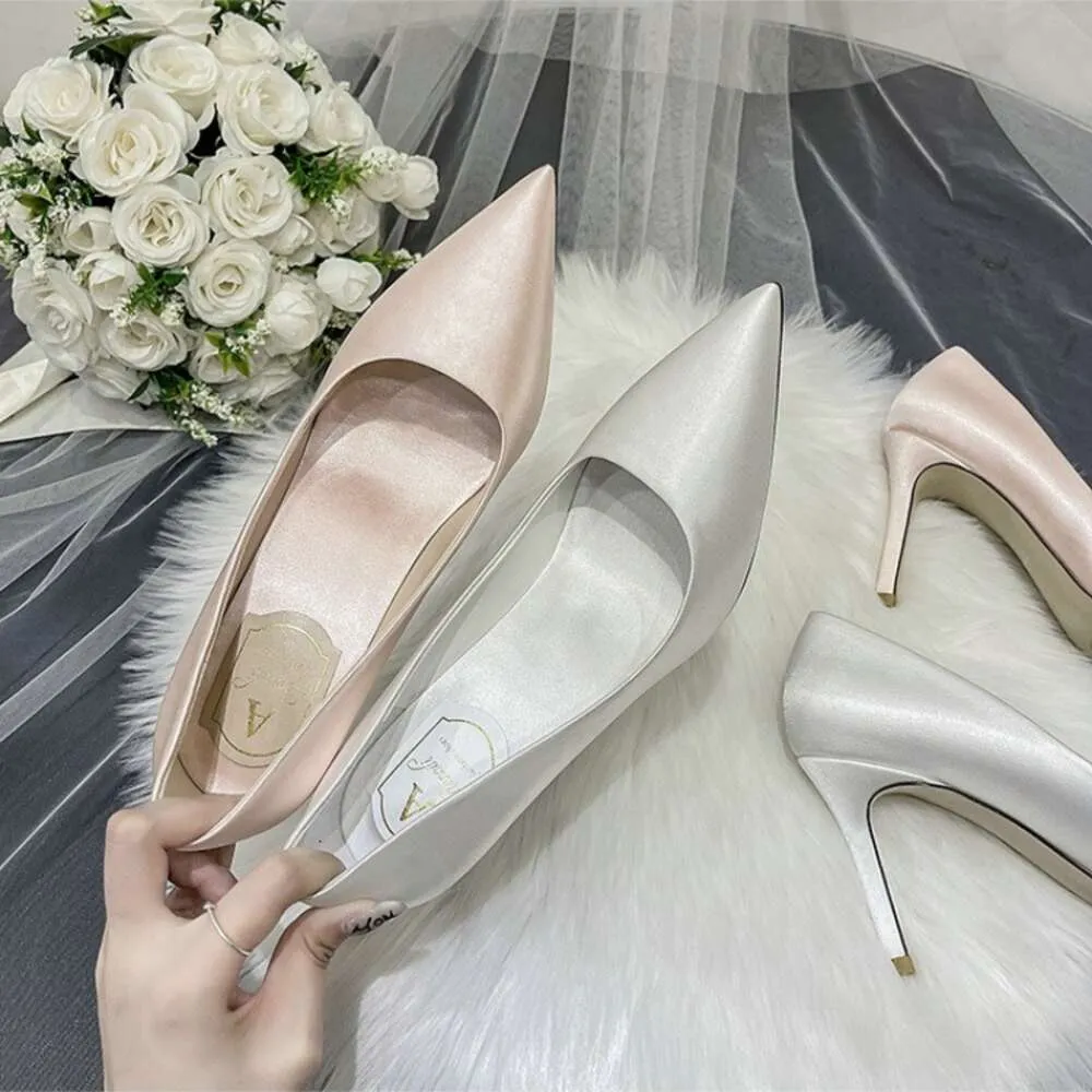 Wedding White Satin High Heels Womens Stiletto Dress Shoes Champagne  Bridesmaid Pumps from Dhgate Casual Shoes - price 96.38