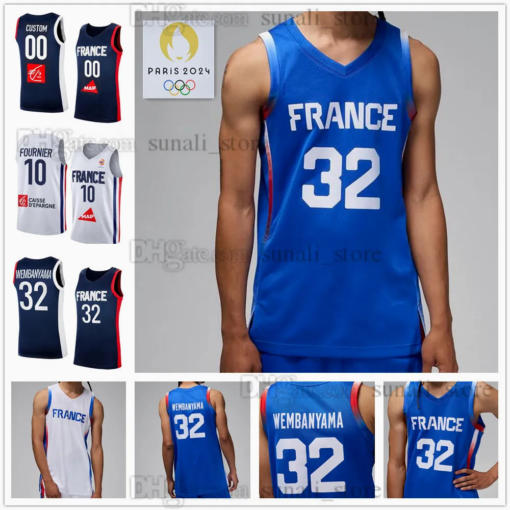 2024 France National Basketball Team Jersey Set Player Name
