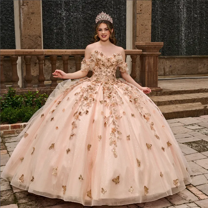 Elegant Champagne Taffeta Ball Gown Party Dress with Beaded Embellishments  and Lace-Up Back from Dhgate Quinceanera Dresses - price 228.1