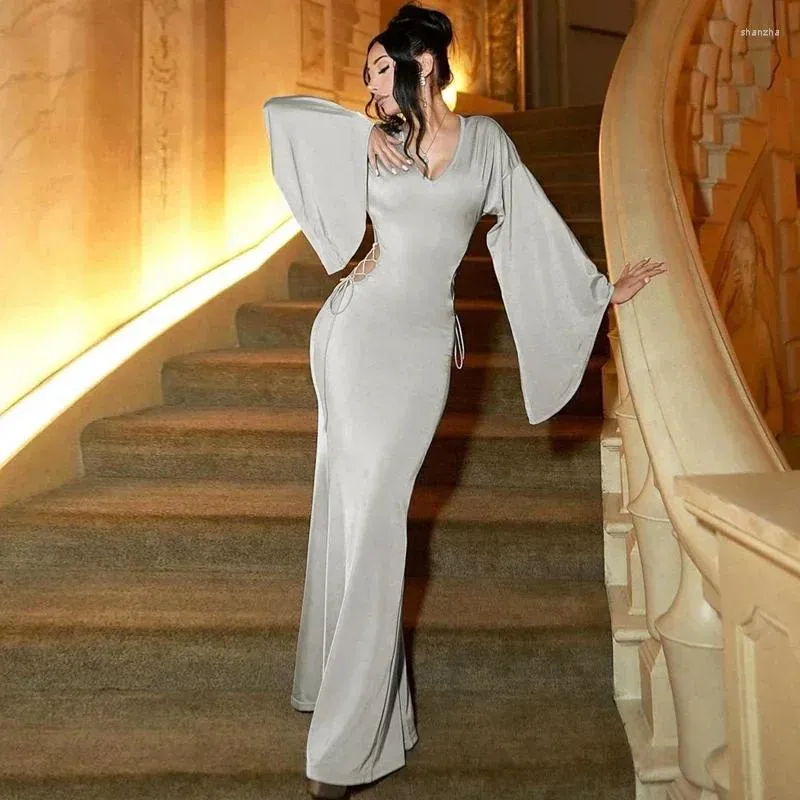 Polyester Casual Maxi Dress with Off Shoulder Flare Sleeves and Cut Out Detail, Ankle-Length Slim Fit Sheath Dress for Winter from Dhgate Basic & Casual Dresses - price 33.07 Polyester Casual Maxi Dress with Off Shoulder Flare Sleeves and Cut Out Detail, Ankle-Length Slim Fit Sheath Dress for Winter from Dhgate Basic & Casual Dresses - price 33.07