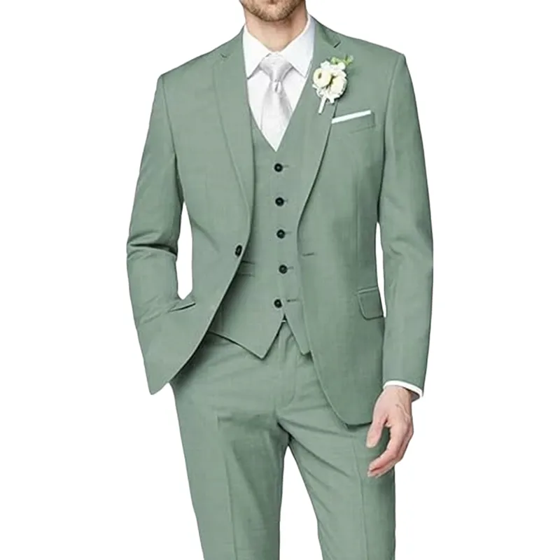 Men's 3-Piece Suit – Modern Tuxedo Blazer, Vest & Pants – Formal Dress Suit