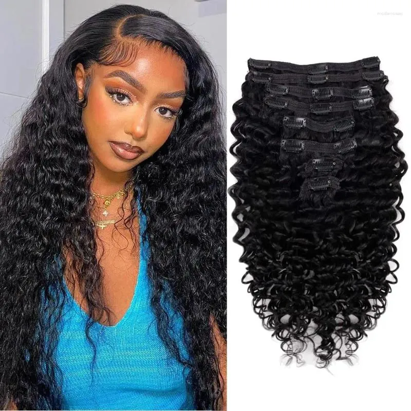 Real Human Clip In Extensions Clip In Extensions Deep Wave Style In Natural Black Color For Women Ins Remy 24 26 Inches From Modamosaic 36.12 DHgate.Com