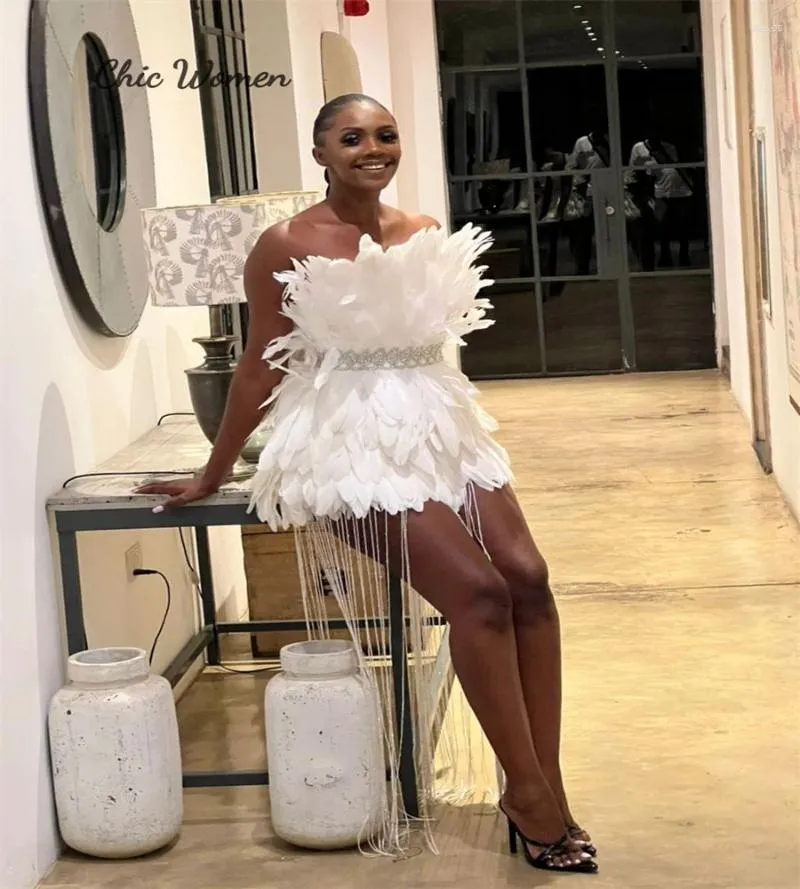 Ostrich Feather Prom Dress for Black Girls Strapless Mini Evening Cocktail  Dress from Dhgate Urban Sexy Dresses - price 206.55