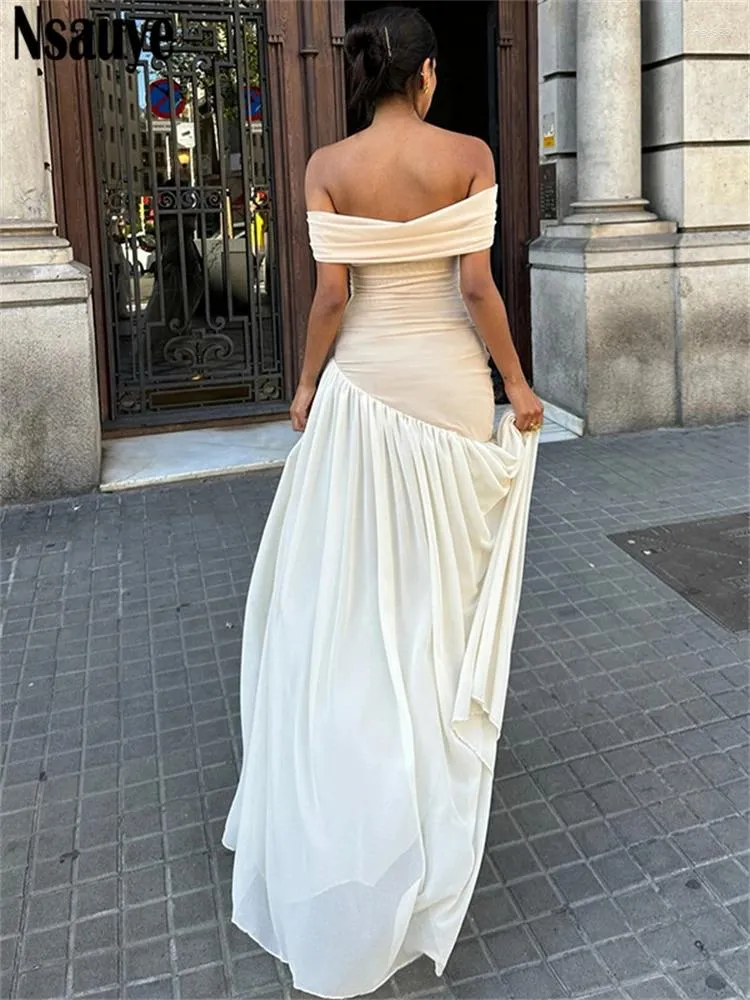 Off Shoulder Mesh Maxi Dress for Women with Backless Design and Peplum  Detail, Ankle-Length Polyester Summer Evening Dress from Dhgate Basic &  Casual Dresses - price 41.02