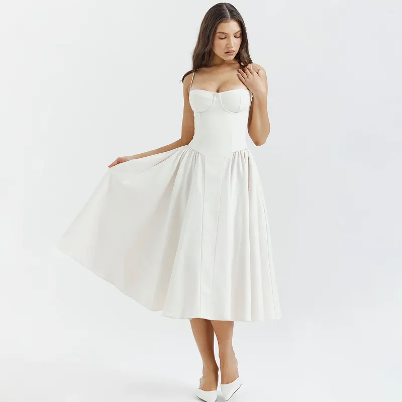 Elegant V Neck Midi Dress | Breathable Cotton Blend