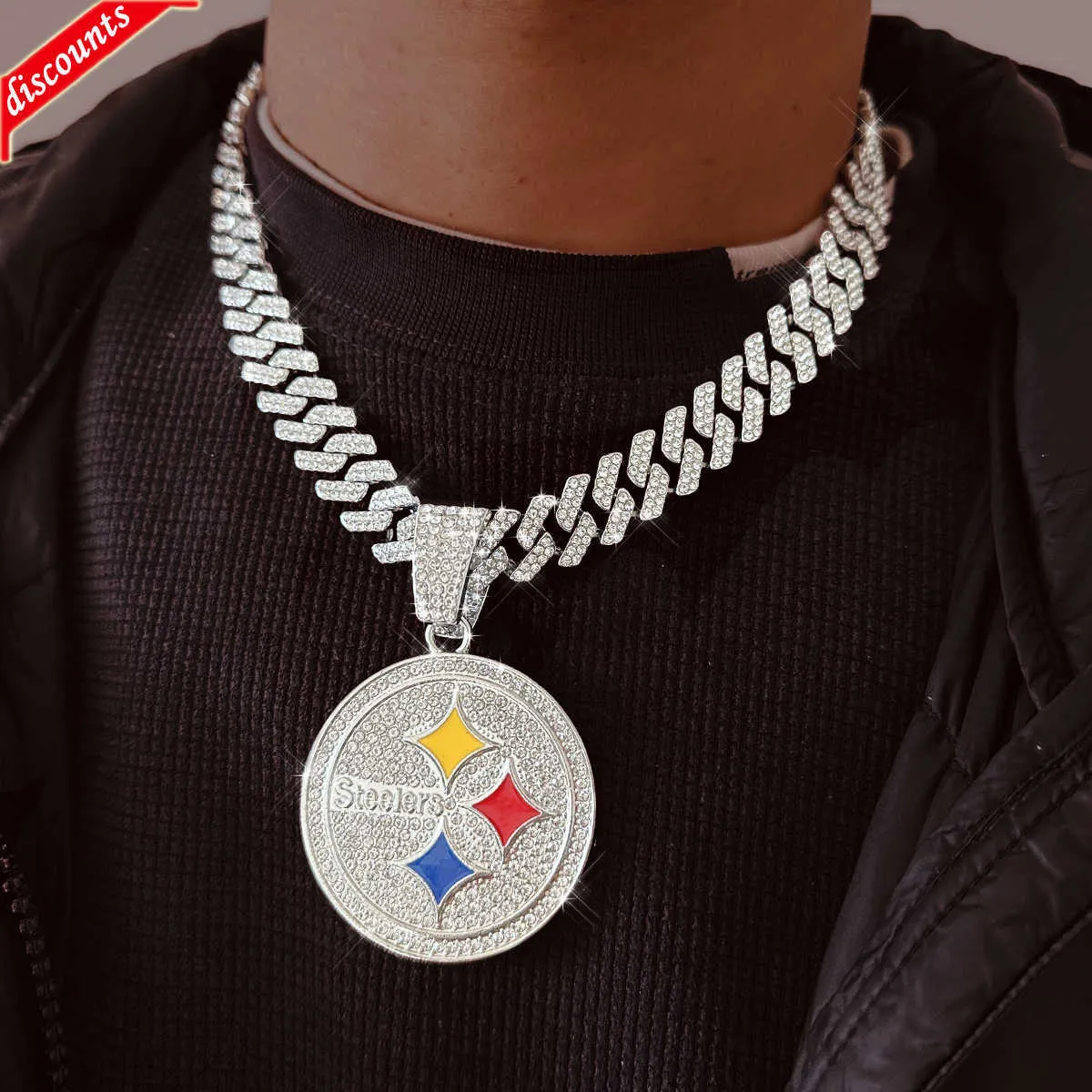 Iced Out Tennis Chain for Men: 15mm Diamond-Style Cuban Link Necklace with  Sports Pendant, Perfect Hip Hop Jewelry Gift for Boys