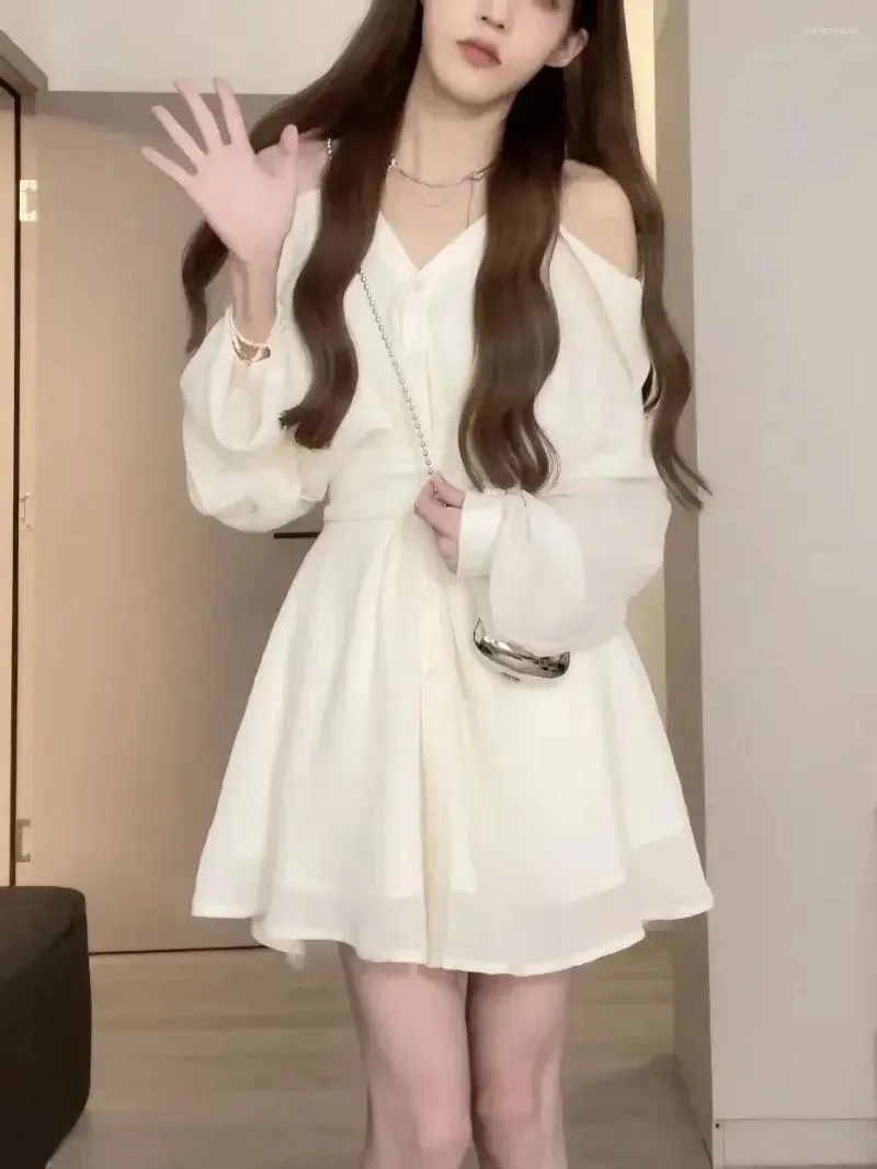 Women's Elegant Wind-Hanging Neck Casual Dress - Korean Fairy Holiday Clothing