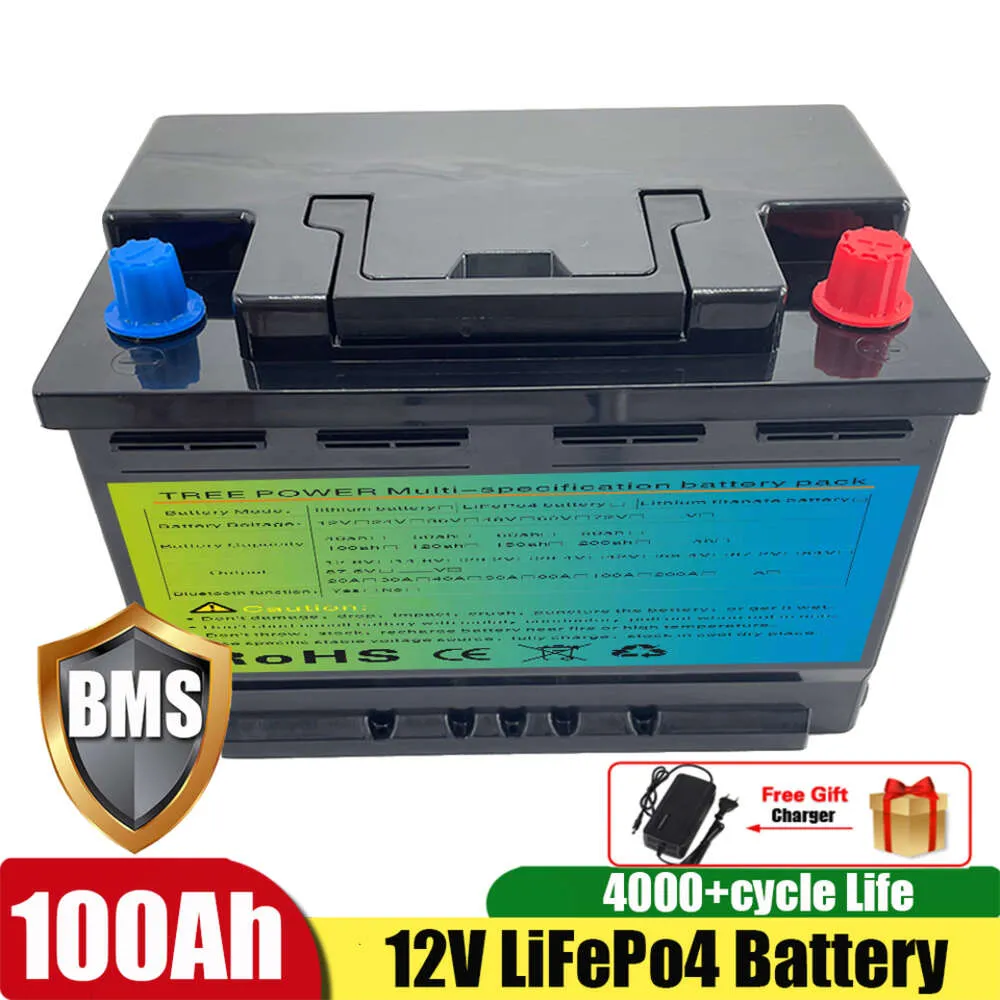 High Safety 1000cca Starting Battery 12V Lifepo4 Lithium Iron 60Ah 80Ah 100Ah Cranking Bateria   10A Charger