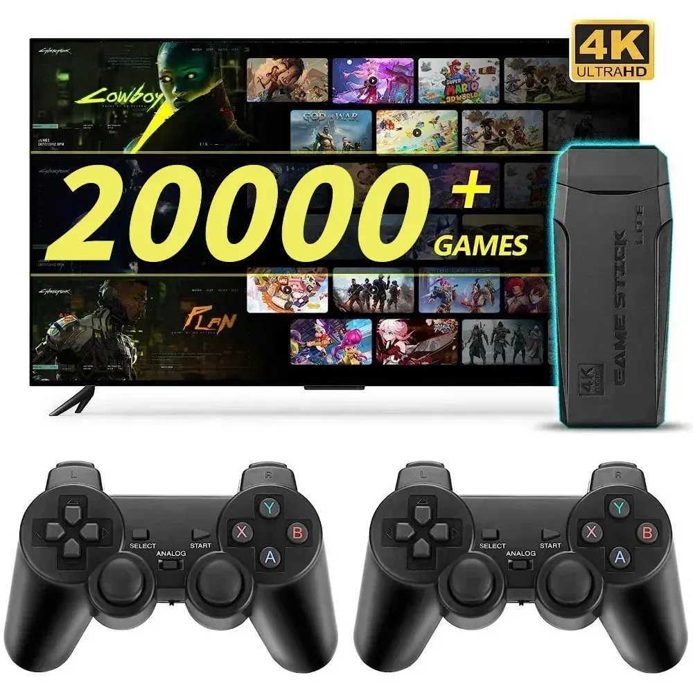 4k Game Stick TV Video Game Console 20000 Games Emuelec 9 Classic ...