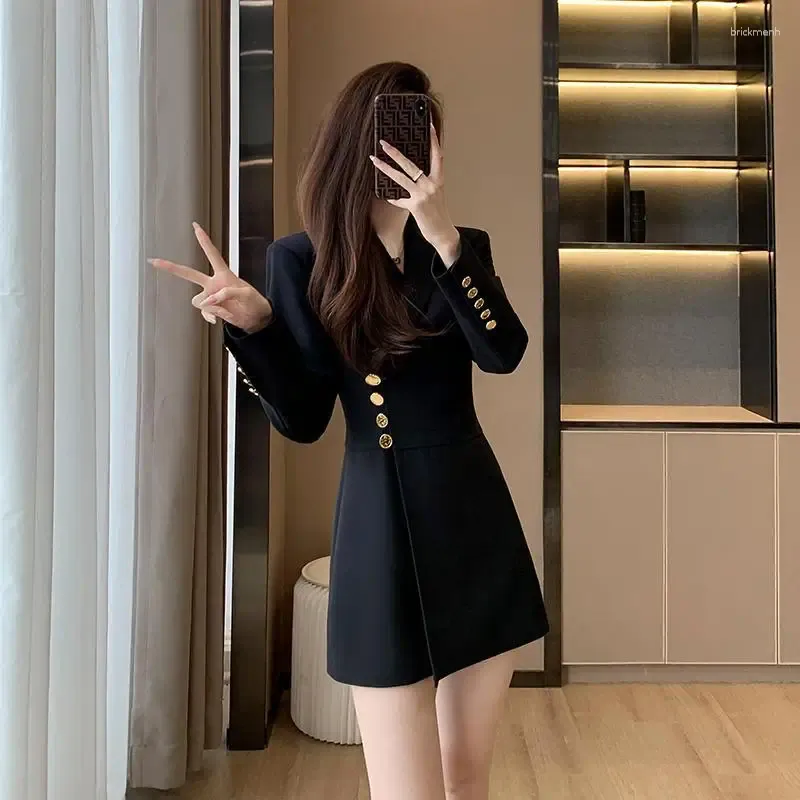 Casual Women's Knee-Length Single Breasted Blazer Dress Black Vintage Style with Hooded Collar from Dhgate Basic & Casual Dresses - price 42.49 Casual Women's Knee-Length Single Breasted Blazer Dress Black Vintage Style with Hooded Collar from Dhgate Basic & Casual Dresses - price 42.49