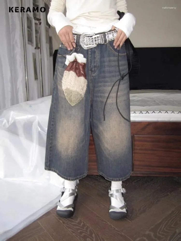 Y2K Women's Wide Leg Baggy Jeans - High Street Fashion