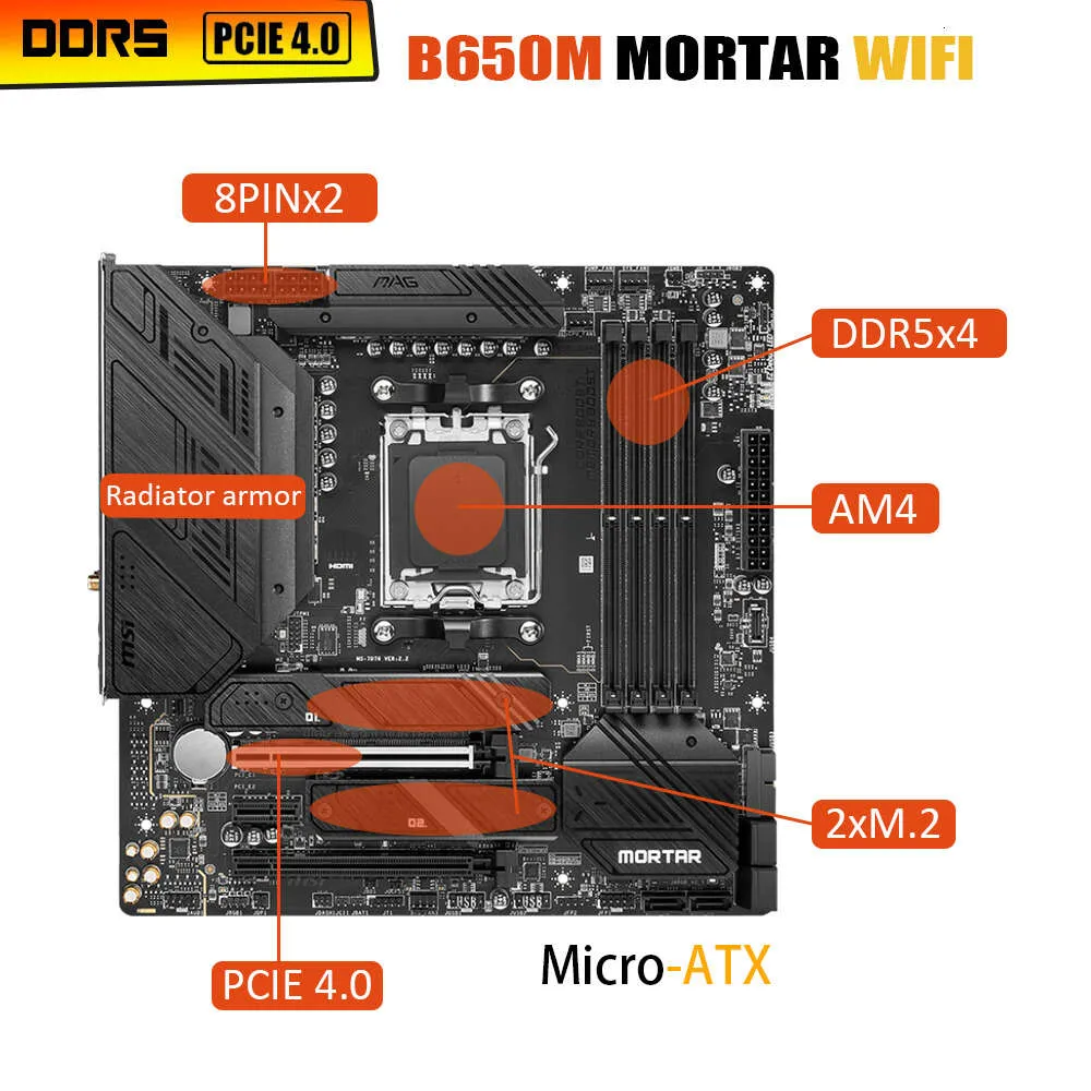 CPU Ryzen 9 7950X 16GB DDR5 B650m MSI MORTAR MSI MAG B650M MORTAR WIFI Motherboard Bundle: AMD Ryzen 9 7950X