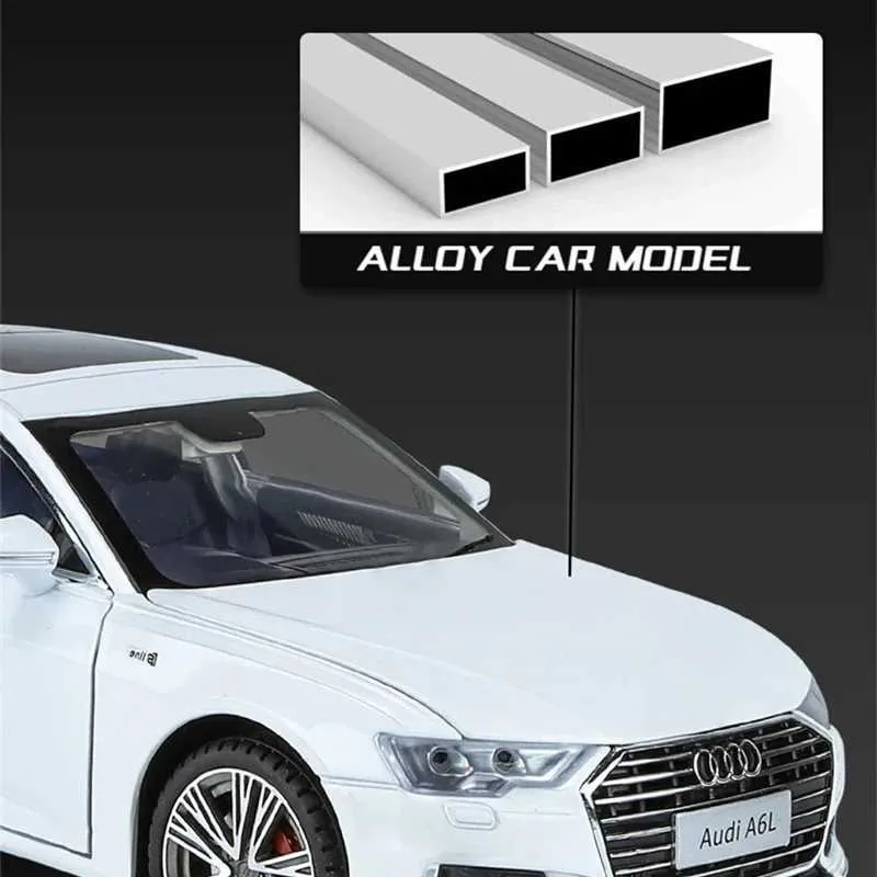 Diecast Model Cars 1/18 AUDI A6 Alloy Car Model, Sound & Light 