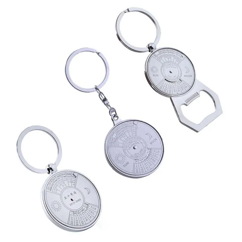 Bottle Opener Keychain With Perpetual Calendar - Zinc Alloy Beer Opener Key Ring With Compass