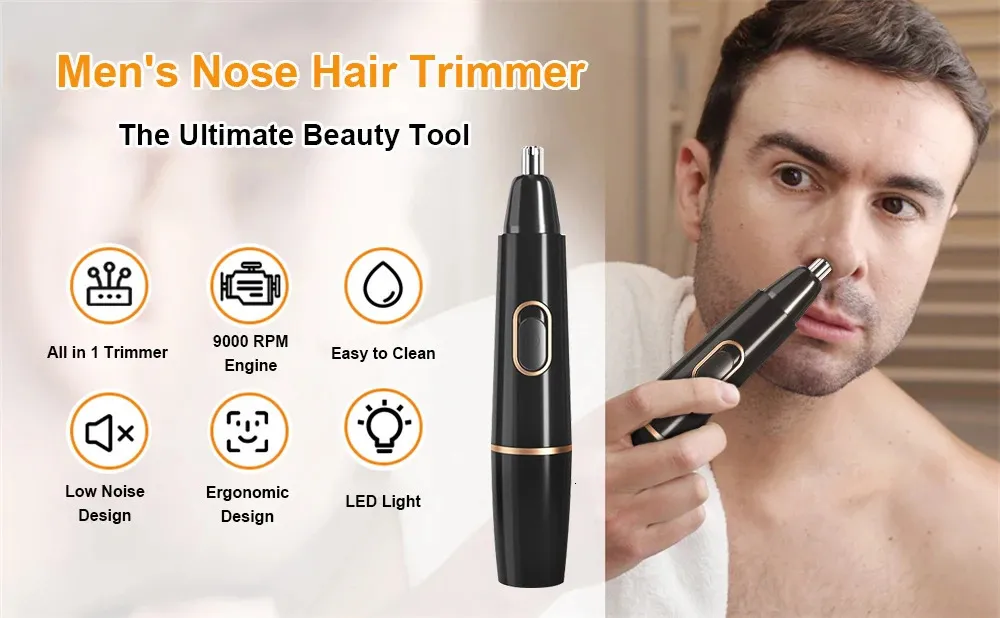 Nose Hair Trimmer, Rechargeable Cordless Painless Ear Eyebrow Trimming Tool Dual Edge Blades - View #4