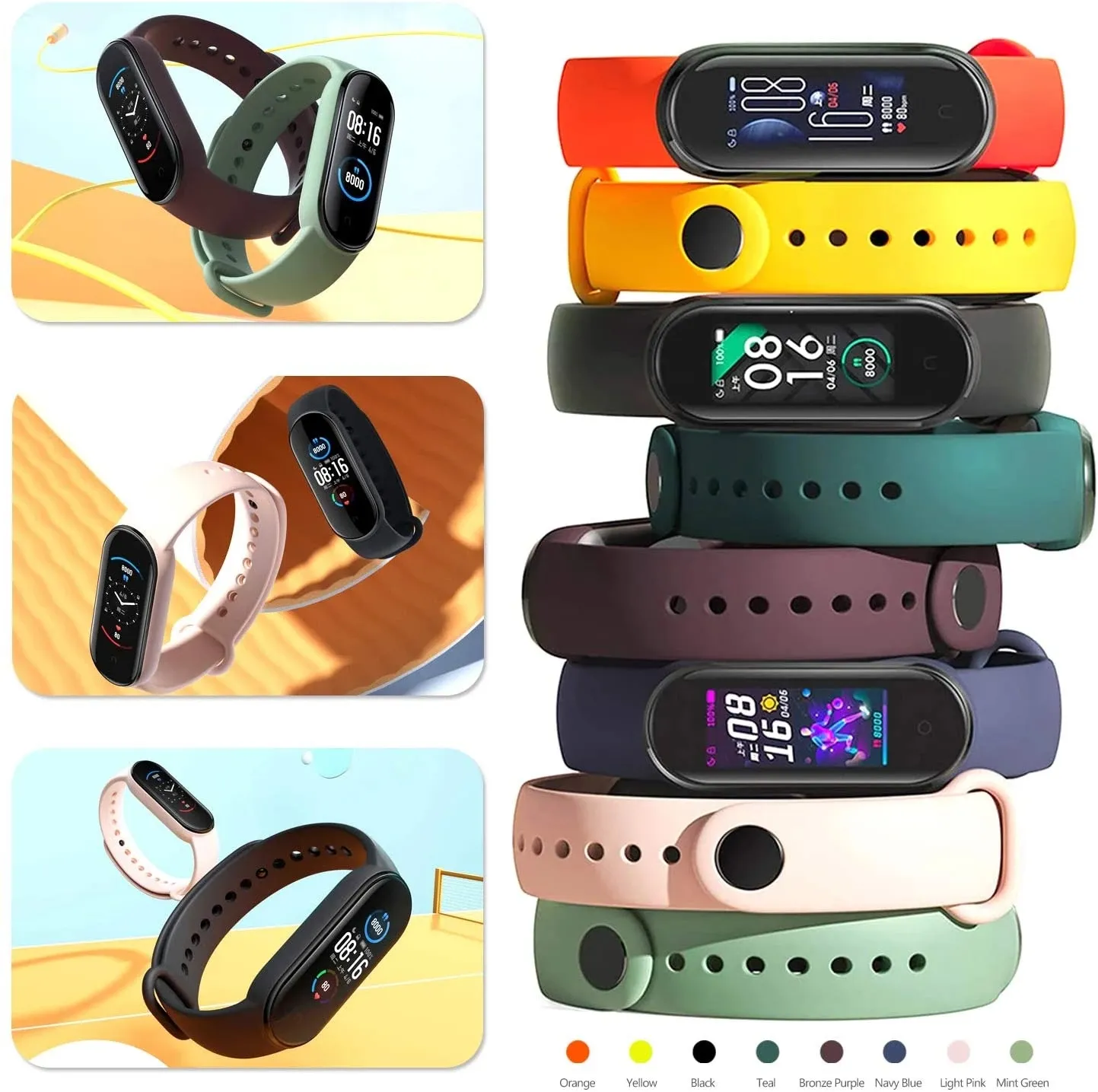 DHgate Silicone Wrist Strap for Xiaomi Mi Band 5 6 7 Breathable Sport Bracelet Replacement Band for Xiaomi Mi Band 7 Pro Cell Phones Accessories
