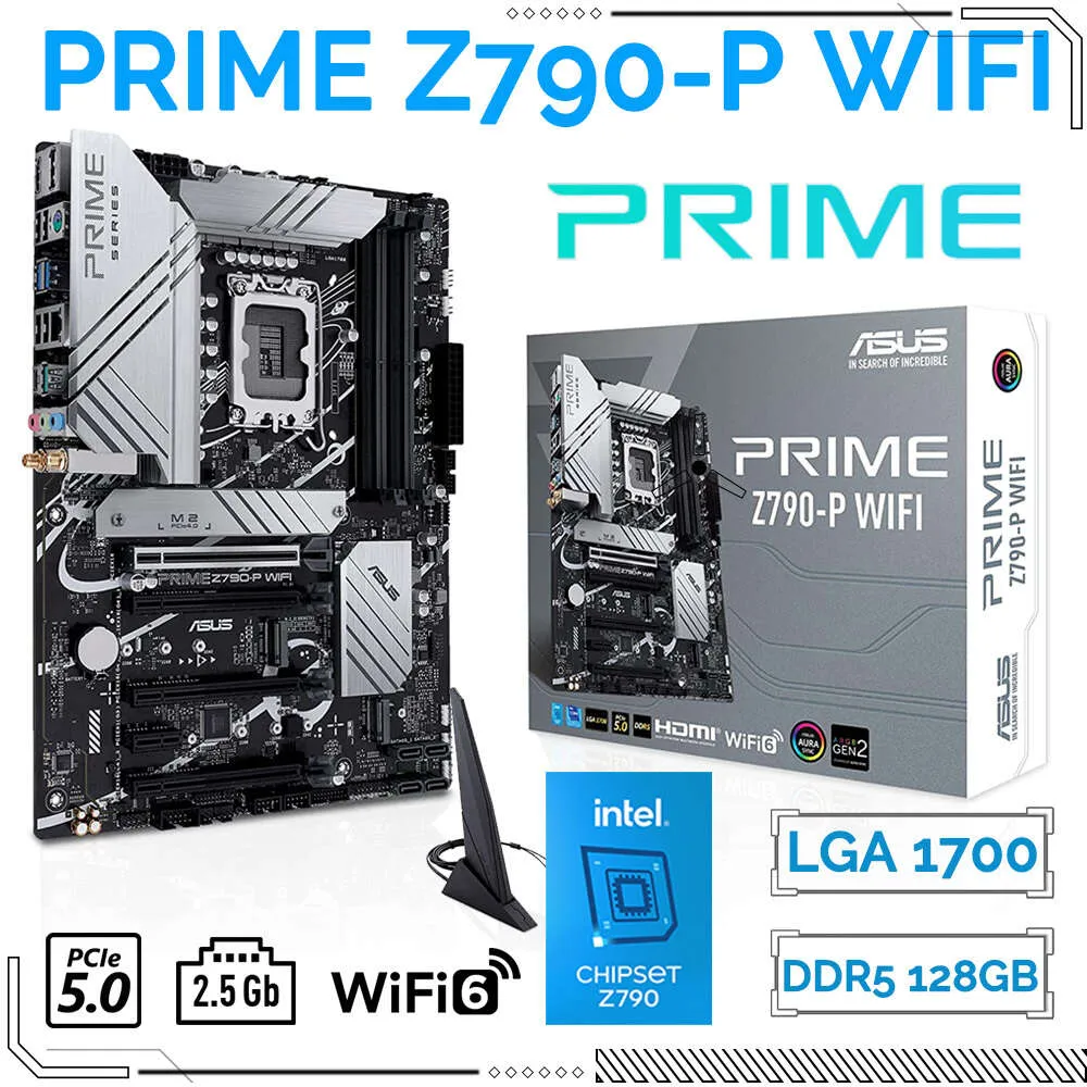 Asus Prime Z790 P WiFiマザーボード LGA 1700、DDR5、2024 Intel 13th 12th Genプロセッサ  Z790