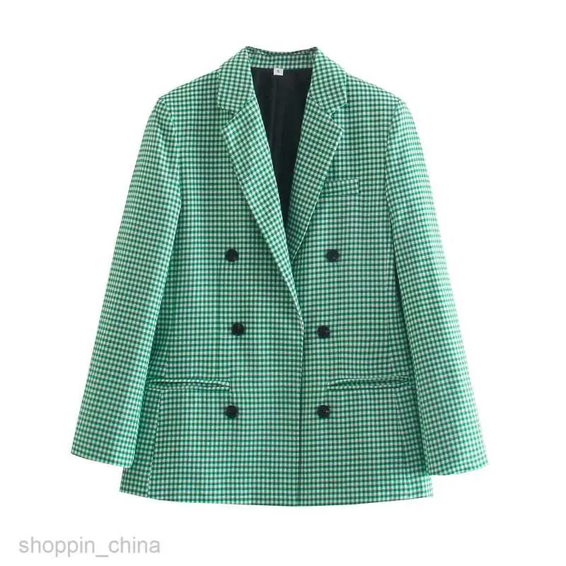 Personalized Checkered Double Breasted Women's trench