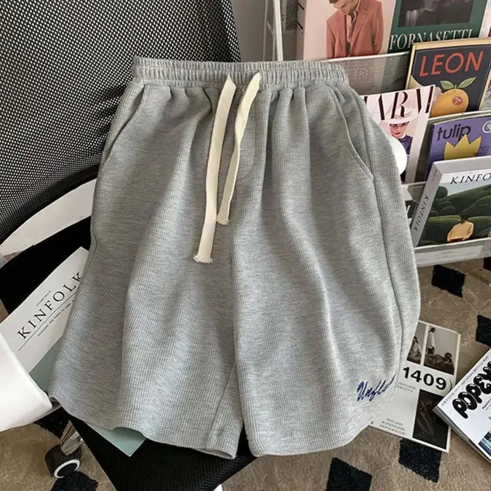 Combinaison de sport gaufrée unisexe été hommes ample à manches courtes t-shirt short jogging tenue deux pièces ensemble lettre imprimé décontracté_voghion.com