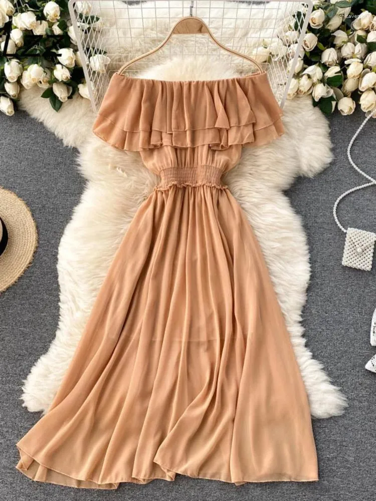 Party Dresses Women Casual Knee-Length Double Layer Ruffled Off Shoulder Chiffon Summer Midi Vestidos Mujer from Dhgate Urban Sexy Dresses - price 38.67 Party Dresses Women Casual Knee-Length Double Layer Ruffled Off Shoulder Chiffon Summer Midi Vestidos Mujer from Dhgate Urban Sexy Dresses - price 38.67