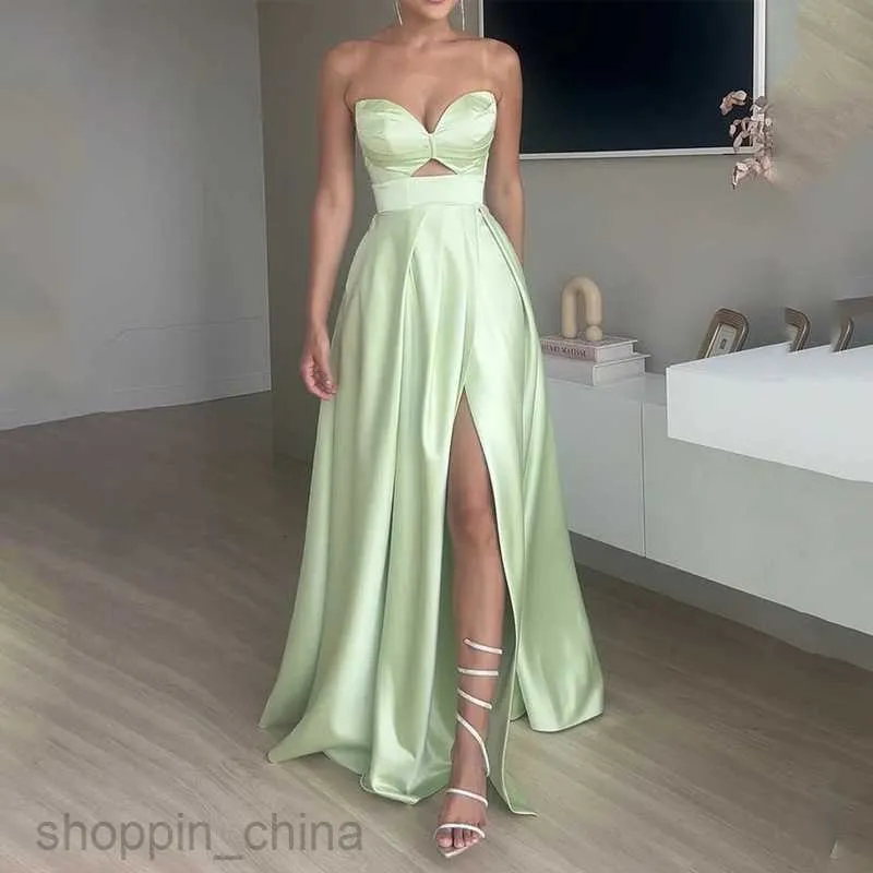 Autumn Sleeveless Suspender Brown Satin Dress for Women - Basic Casual Solid Color Hollow Out Design