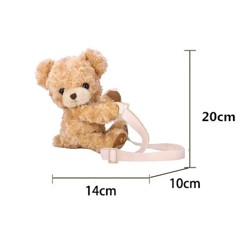【韓国発】leather teddy bear cross bag Crossbody Bag with Chain Strap Stuffed Animal Purse Bear
