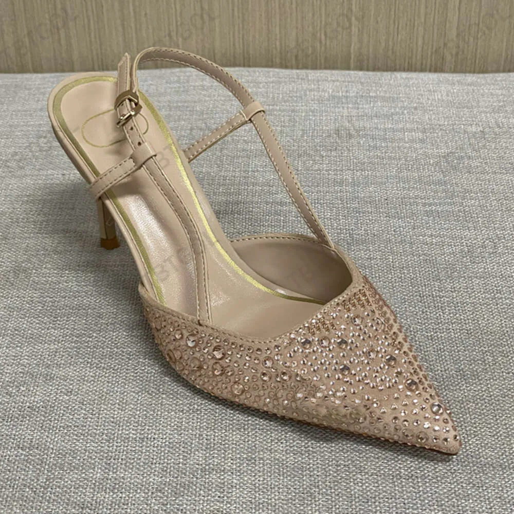 Slingback Women Heels Sandals Black Rhinestone Pointed Dress Party Shoes 9  cm Heel Size 35-40 With Box from Dhgate Sandals - price 30.16