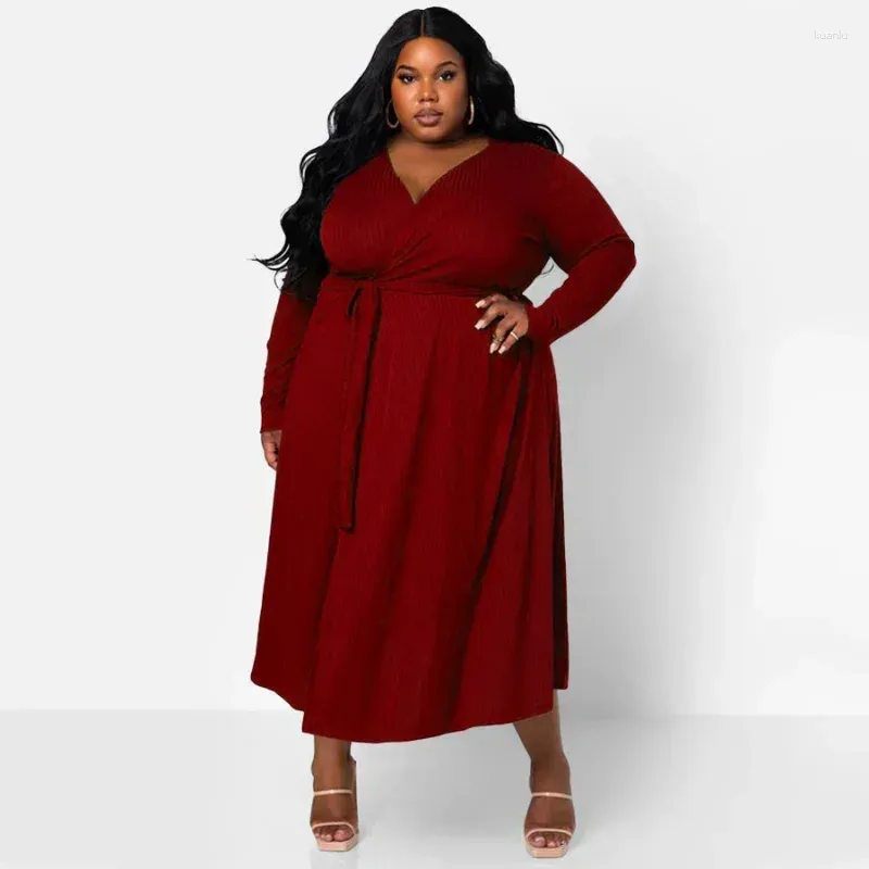 knee length dresses for ladies Plus Size Long Sleeve Maxi Dress – Charming Charlie main image 1