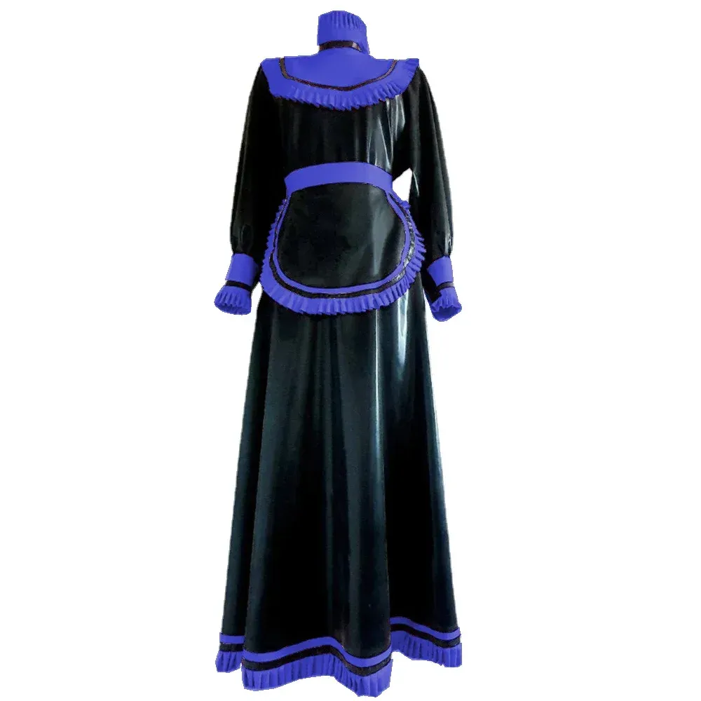 PVC Leather High Neck Long Sleeve Maid Uniform Dress with Apron Ruffles  Trim Ankle Length Cosplay Clubwear for Women from Dhgate Theme Costume -  price 98.03