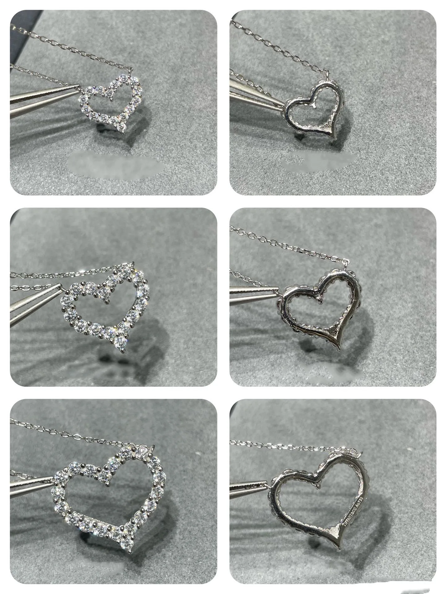 Heart shaped diamond pendant necklace with twisted Singapore chain 