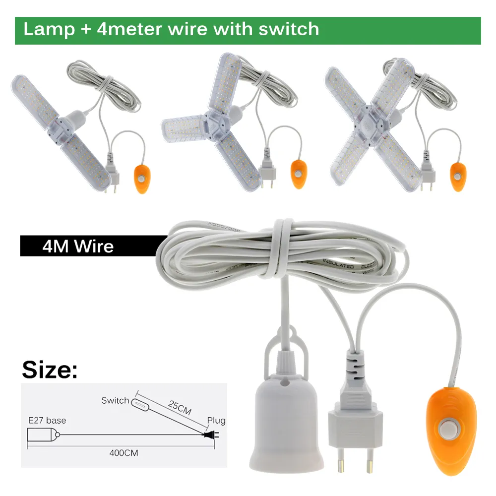24W 36W 48W Full Spectrum LED Grow Light E27 Foldable Phyto Lamp ...