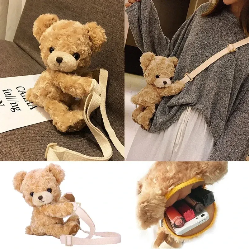 Cute Bear Plush Crossbody Mini Messenger Bag for Girls with  display picture 1