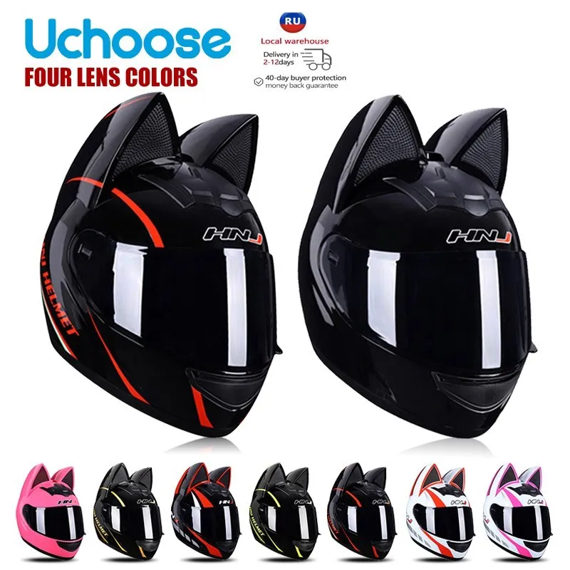 Cat Ear Full Face Motorcycle Helmet with DOT Certification, Personalized  Motorbike Helmet for Women, Safe and Stylish Motocross Capacete