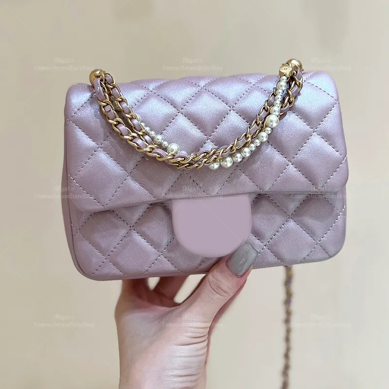 Imitation Pearls Chain Mini Flap Bag Crossbody Bag 10A Mirror Quality Designer Purse Lambskin Mini Handbag With Box 24C01F From 350 58 DHgate