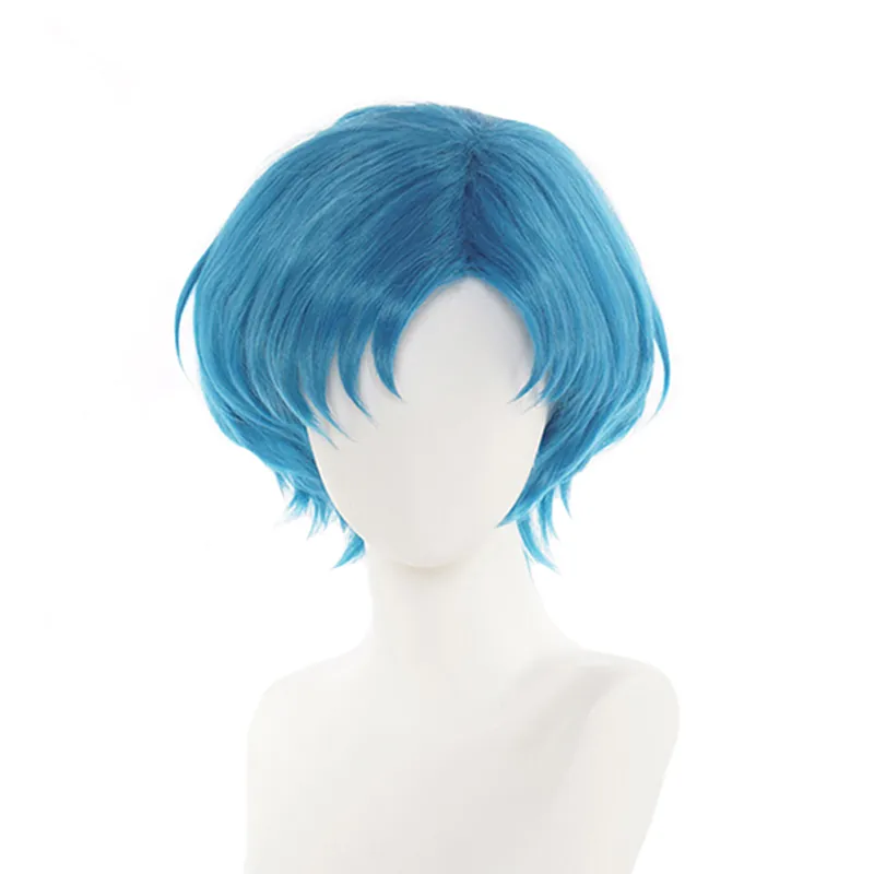 Cyan Blue Anime Cosplay Wig - Short Styled Synthetic Hair  display picture 1