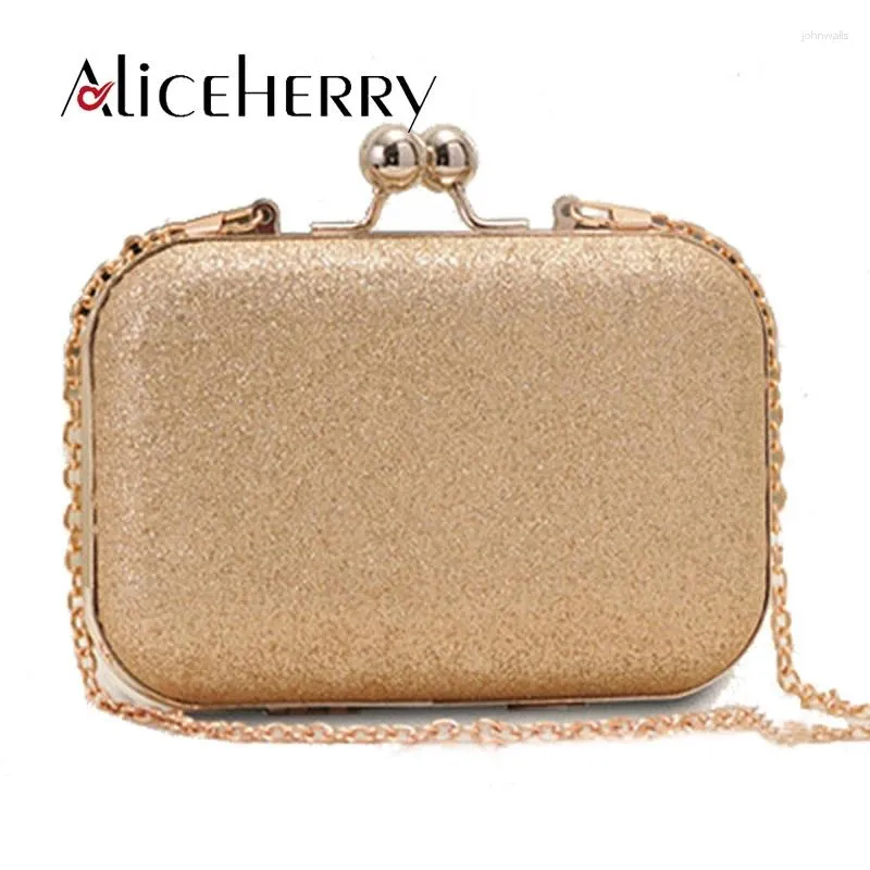 Evening Bags Woman Handbag Gold Glittered Clutch Chain Wallet Party Wedding Dress Handbags Girls Small Crossbody Bag