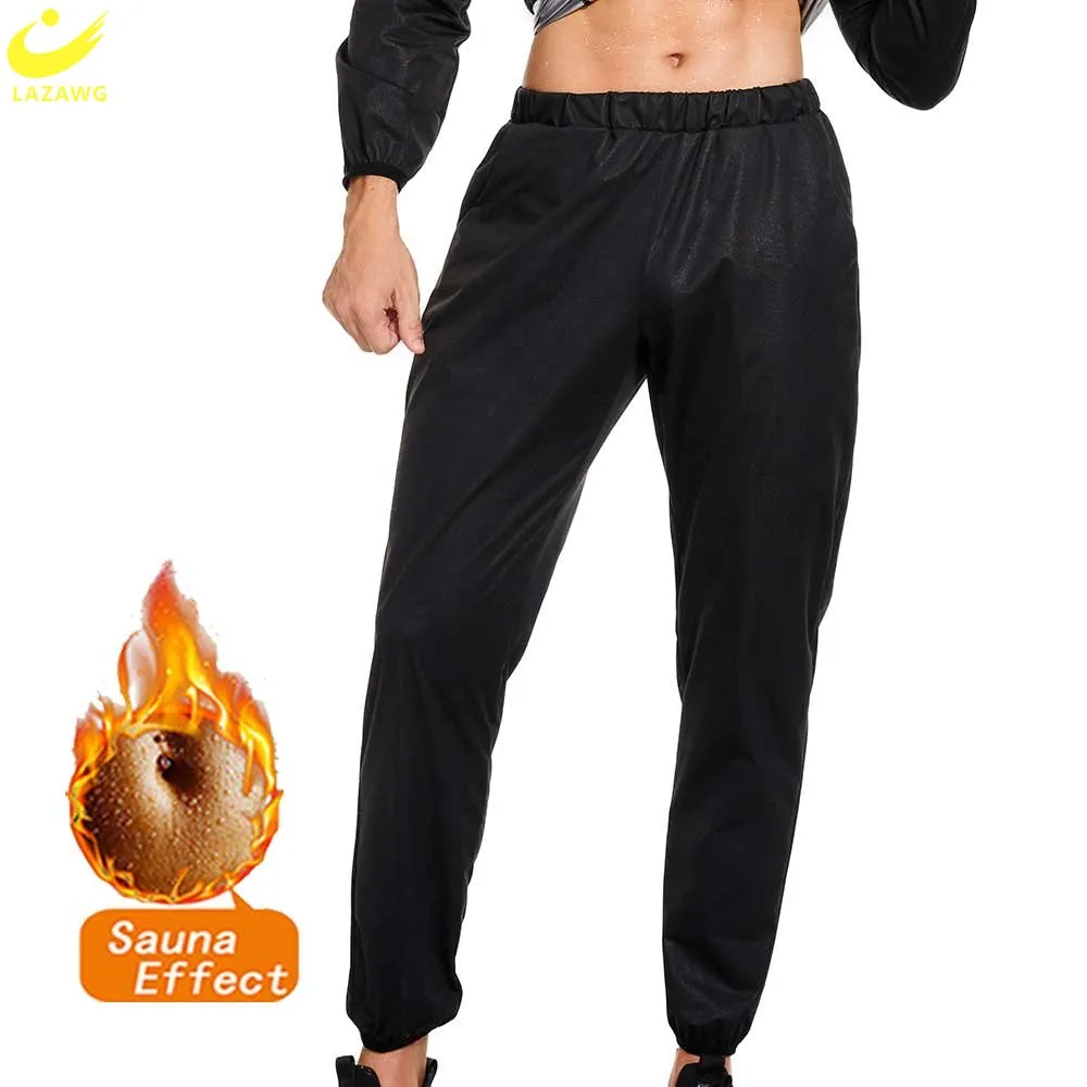 Men's Sweat-Enhancing Sauna Pants: Black Low-Waisted Slimming Leggings ...