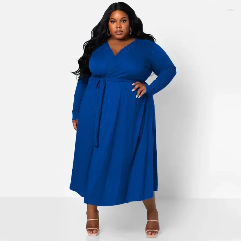 knee length dresses for ladies Treated Like Royalty Plus-Size Blue Maxi Dress 2X main image 1