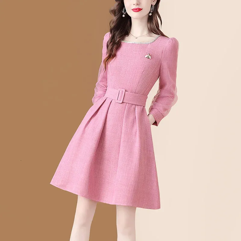 【美品】Tweed Dress Tweed Pocket Zip Mini Dress For Daily Casual
