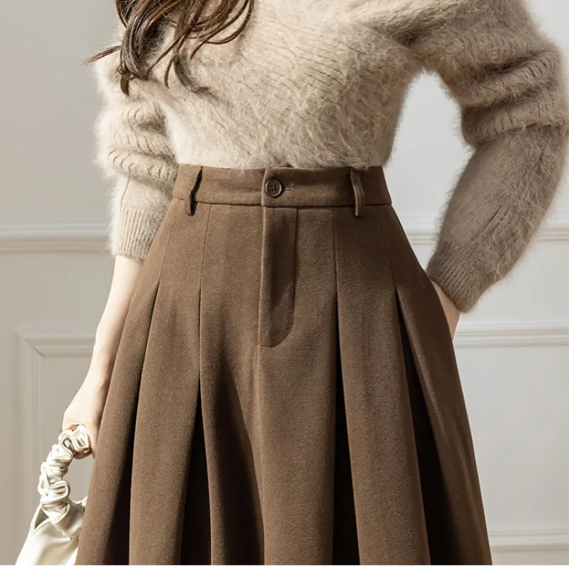 A line vintage winter wool skirt women 4761 A line vintage winter wool skirt women 4761